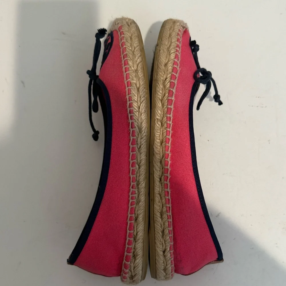 TORY BURCH Ballet Espadrilles in Lipstick Pink and Navy Blue Flats Size 6